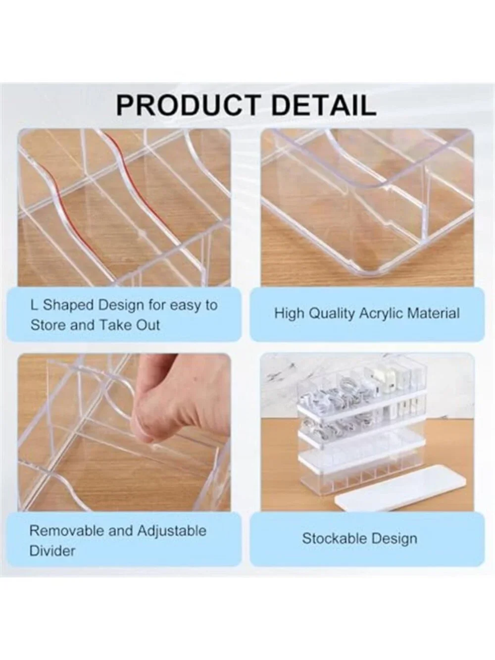 Cable Organizer Box Set 4Pack Cord Storage Container With Dividers Silicone Ties